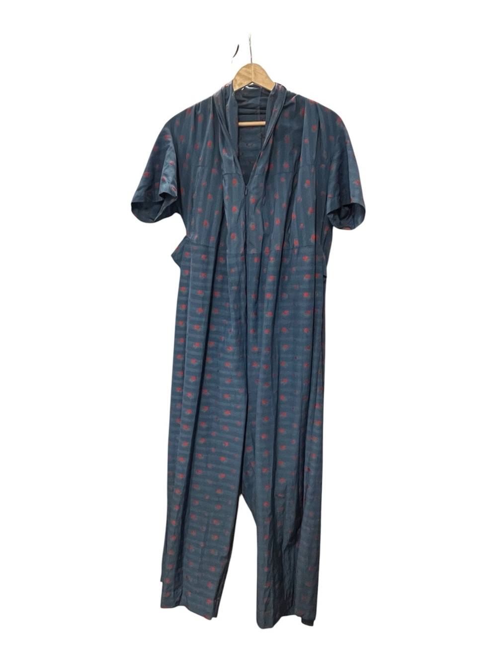 Caron Callahan Blue Short-Sleeve Kids Pajama Jumpsuit with Pink Dot Pattern